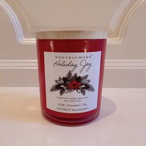 New Red Leaf Home Holiday Joy 11 oz Red Candle